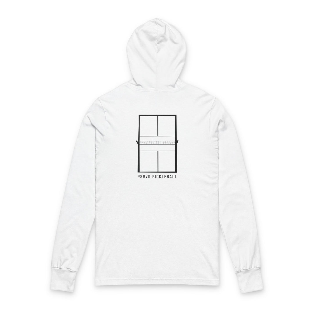 CURSIVE 01 Long Sleeve Hooded Tee – Lightweight Layer - COURT BACK RSRVD Pickleball