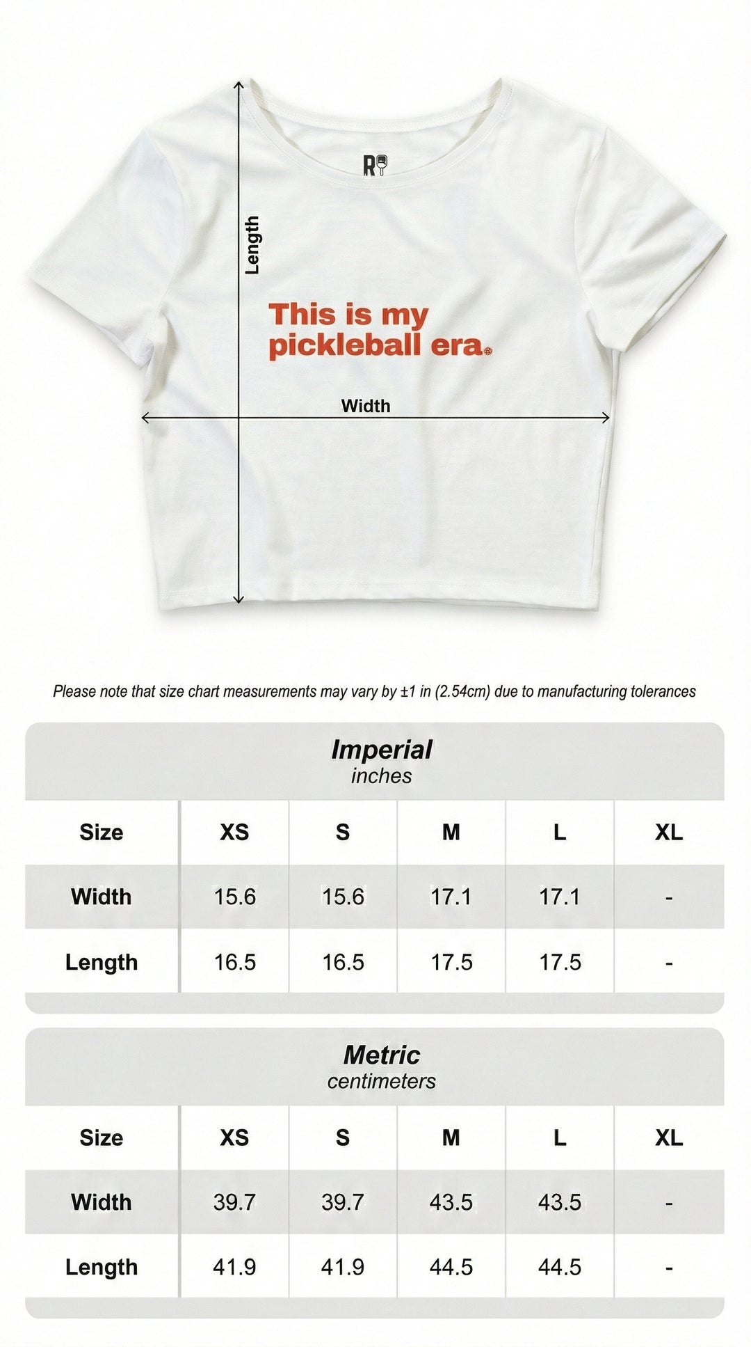 Pickleball Era Cropped Tee – Red Text RSRVD Pickleball