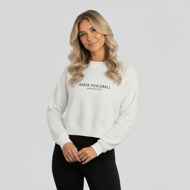 Luxe Cropped Fleece Pullover – Vintage White