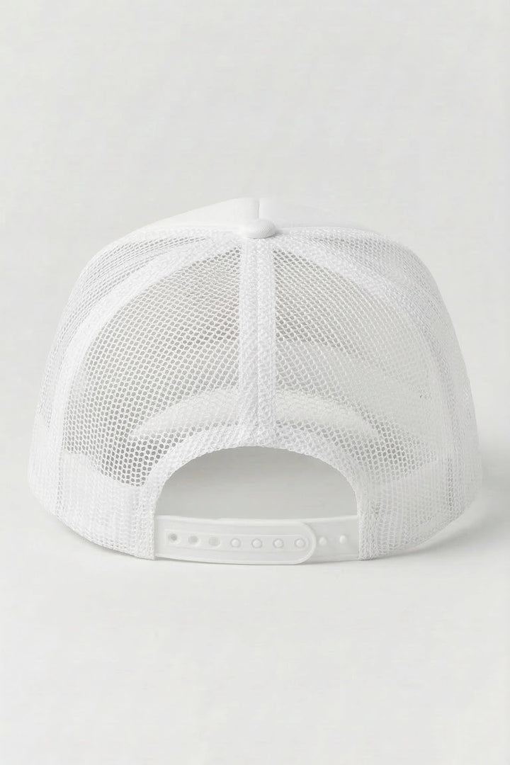 White mesh cap on a white background