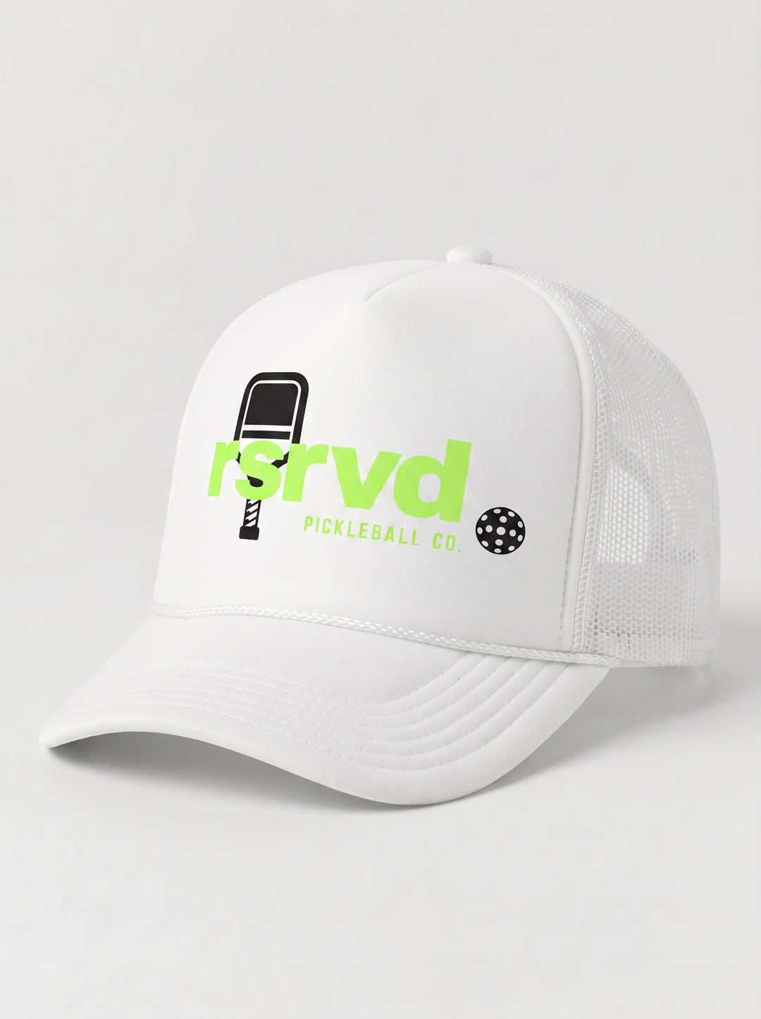 RSRVD Lowercase Trucker Hat Neon Green RSRVD Pickleball