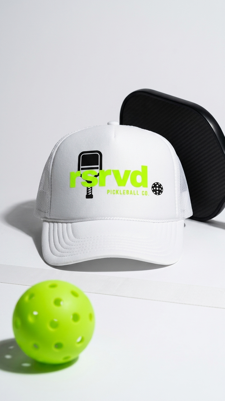 RSRVD Lowercase Trucker Hat Neon Green RSRVD Pickleball
