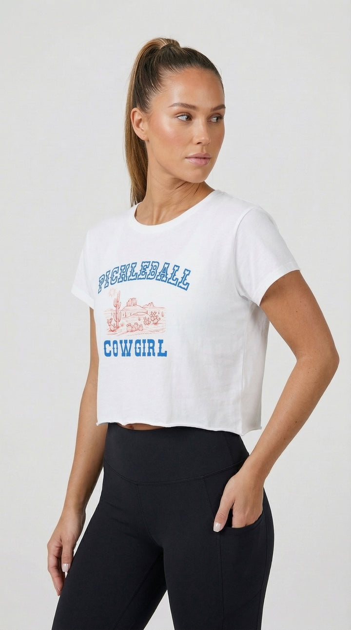 Pickleball Cowgirl Festival Crop Tee RSRVD Pickleball
